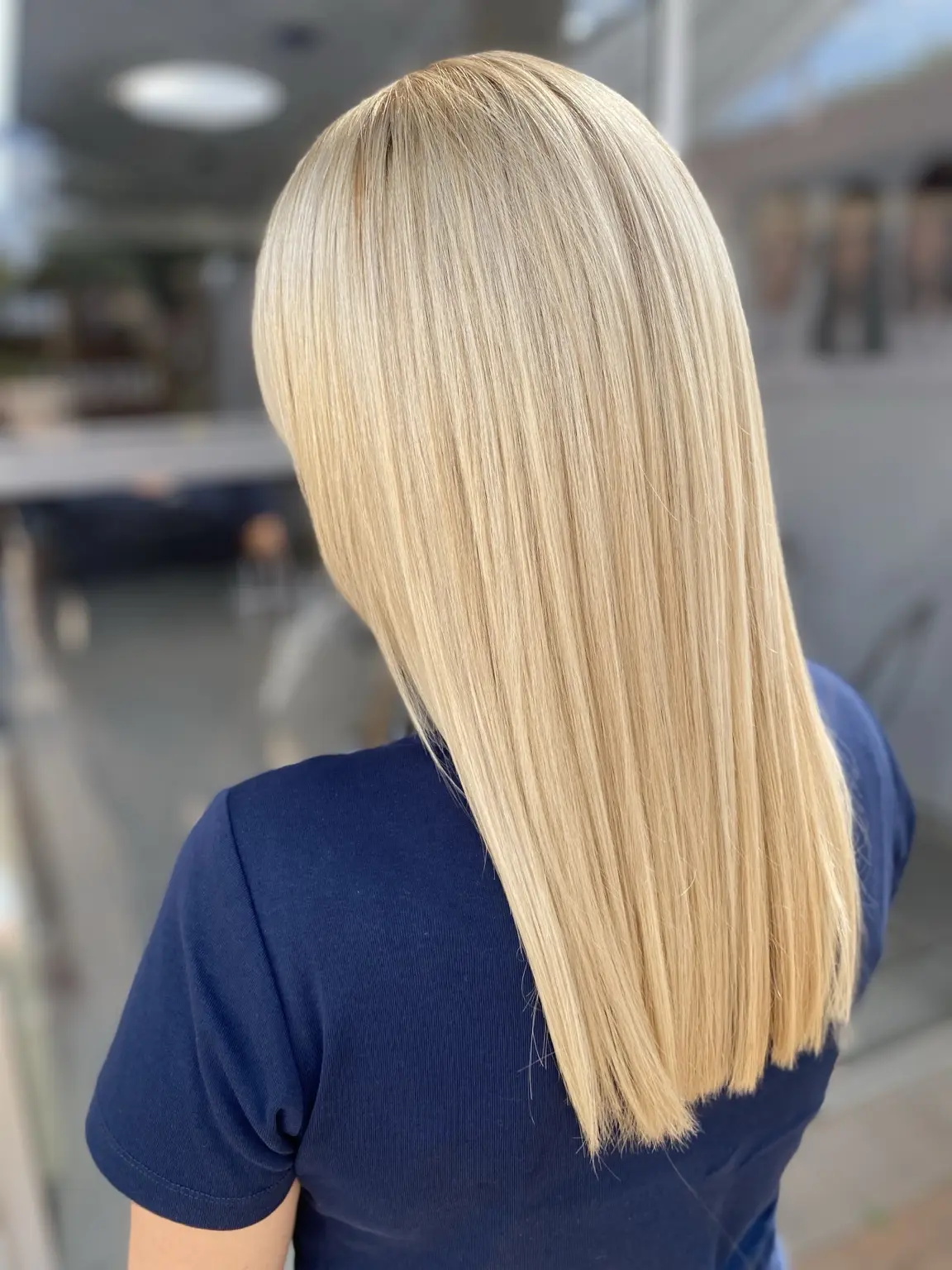 Glossy golden blonde hair